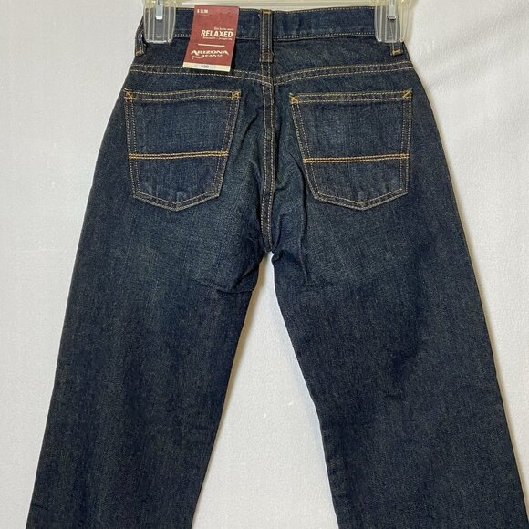 Arizona Jean Co Boys Jeans Sz 8 Slim Relaxed Fit Straight Leg Denim Dark Wash - Picture 5 of 14